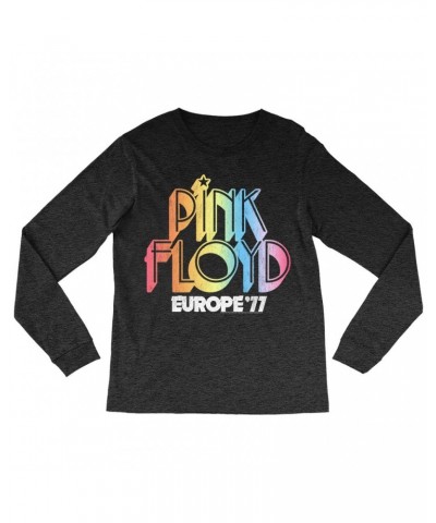 Pink Floyd Long Sleeve Shirt | Europe '77 Rainbow Ombre Tour Distressed Shirt $13.78 Shirts
