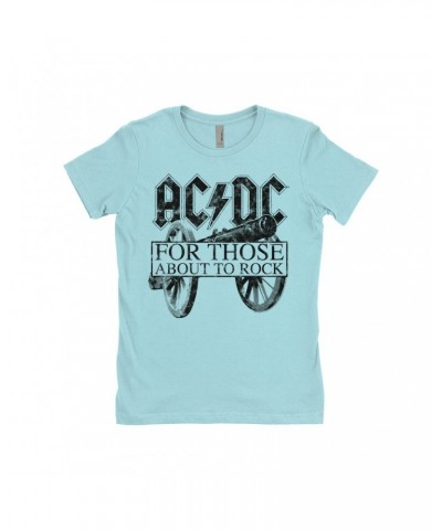 AC/DC Ladies' Boyfriend T-Shirt | For Those About To Rock Black Cannon Image Distressed Shirt $9.98 Shirts
