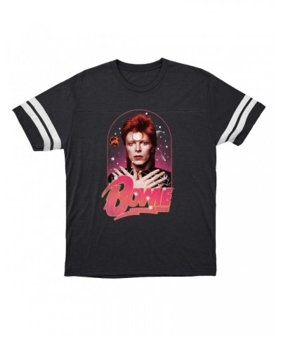 David Bowie T-Shirt | Orbit Design Distressed Football Shirt $9.89 Shirts