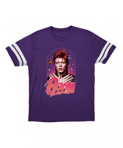 David Bowie T-Shirt | Orbit Design Distressed Football Shirt $9.89 Shirts