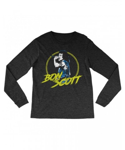 Bon Scott Long Sleeve Shirt | Circular Pop Art Yellow Shirt $8.99 Shirts